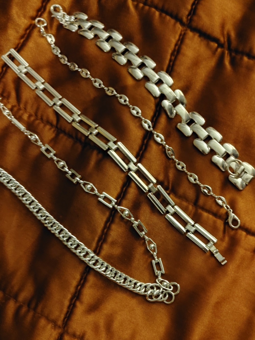 Silver Colered Chain Bracelets - Multi-Style Set